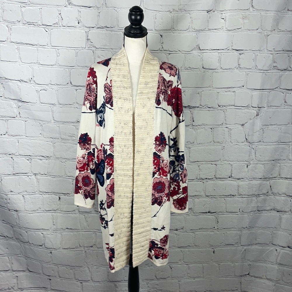 NWOT INC International Concepts Floral Cardigan Sweater Sz Small